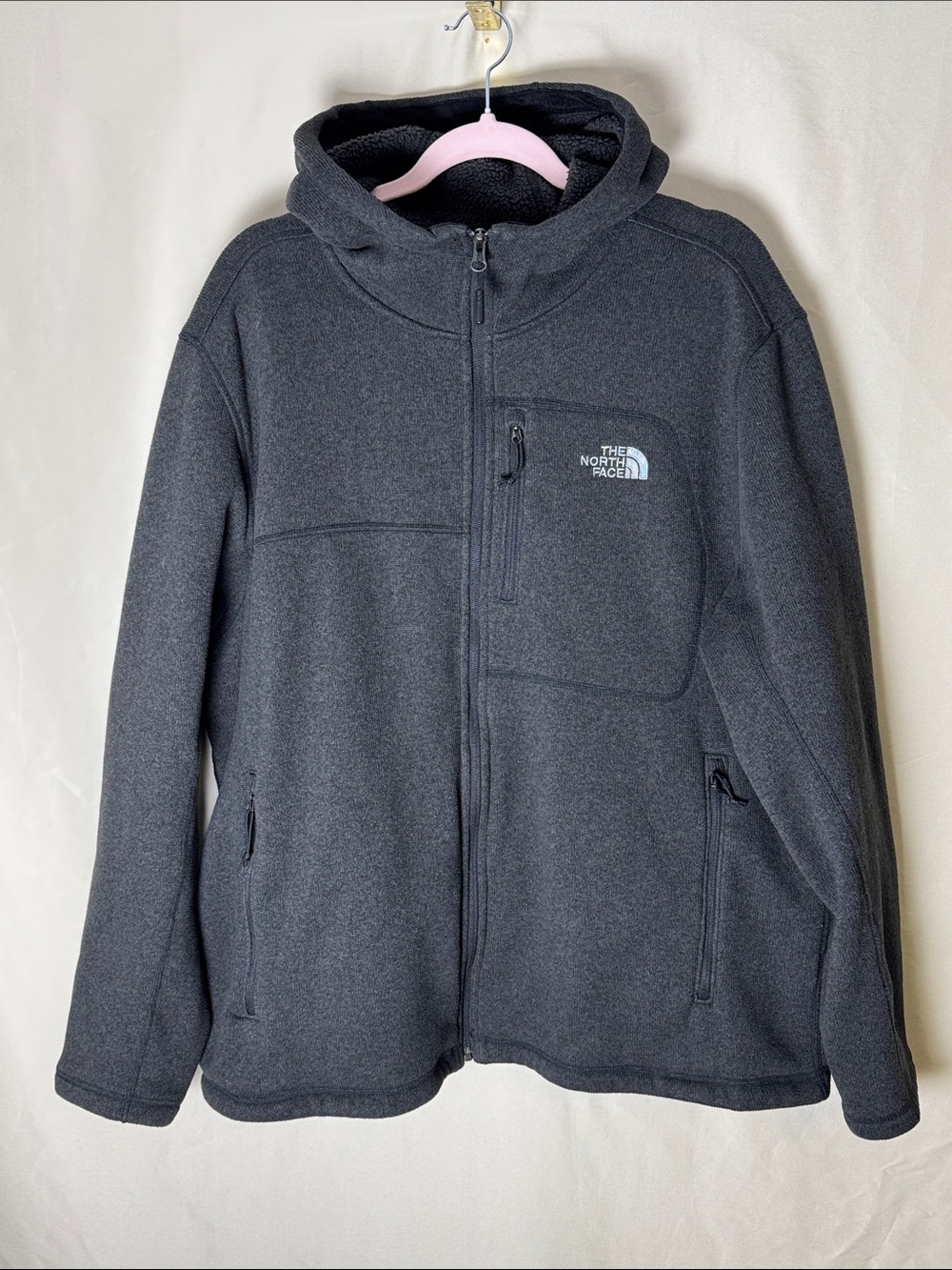 The North Face Men’s Charcoal Full‑Zip Hooded Fleece Jacket